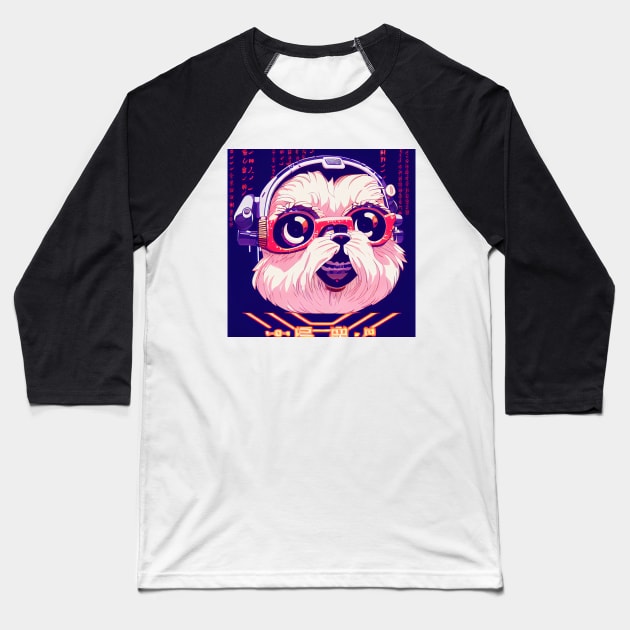 Cutest Shi tzu as anime retrowave Baseball T-Shirt by Studiowatermars